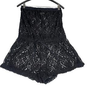 Black Lace Crochet Romper M Women’s Sheer One Piece Playsuit Cover Up Boho Sexy